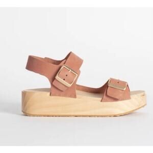 BRYR Stella Clog Size 6 Clay Wooden Sandals Platform Boho Hippie USA Wedge